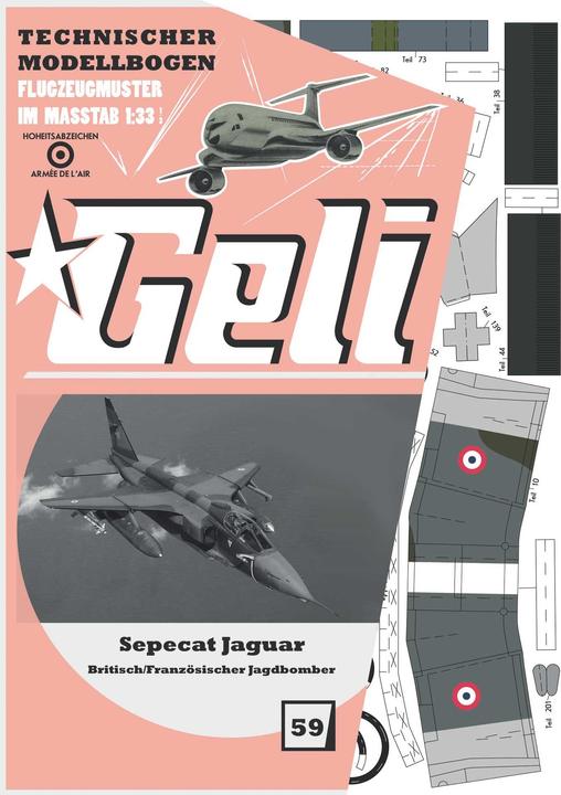 Actual product image Geli sepecat jaguar cardboard model