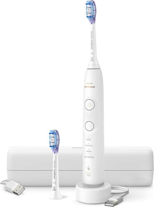 1x custodia di ricarica da viaggio, Caricabatterie 1x, 2x testina G3 Premium Gum Care, 1x manipolo Philips Sonicare Series 7100