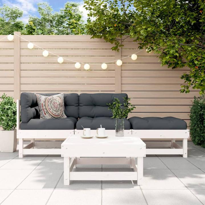 Produktbild VidaXL 4-tlg. Garten-Lounge-Set Weiss Massivholz Kiefer,Farbe