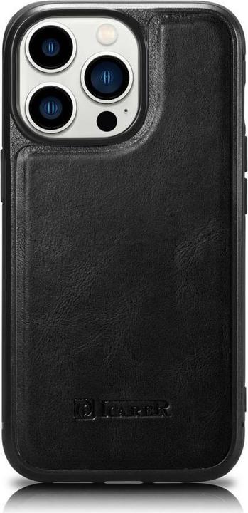 Image du produit iCarer Leather Oil Wax case for iPhone 14 Pro Max leather case black (WMI14220720-BK) (Apple iPhone 14 Pro Max)