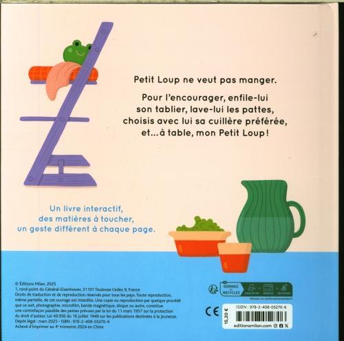 Label énergétique Milan éditions A table, mon petit loup! : un livre à toucher (Français, Ameling Charlotte, 2025)
