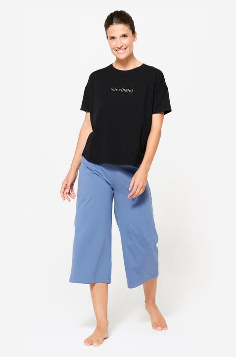Actual product image Kimjaly Yoga Caprihose Damen hoher Bund - kometenblau (L)