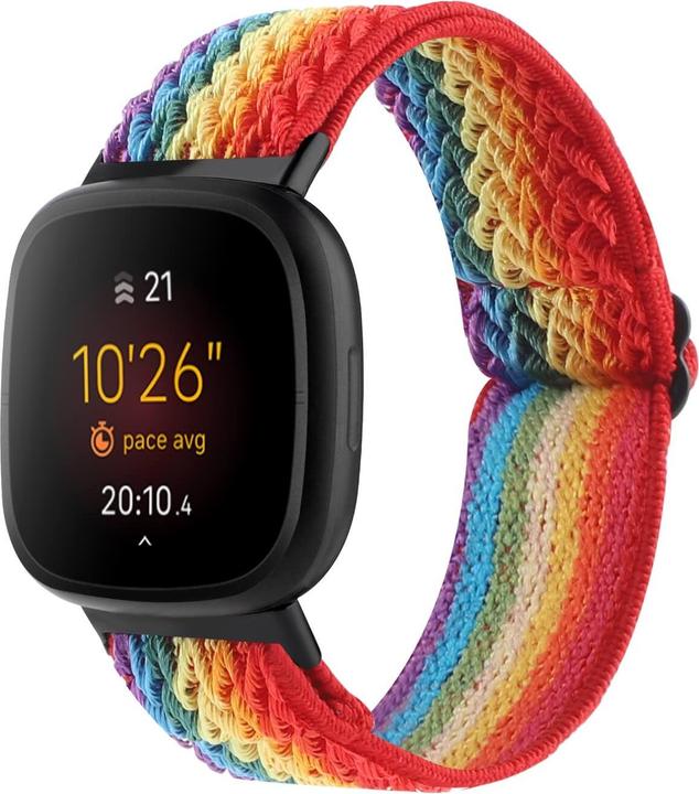 Produktbild Cover-Discount Fitbit Versa 4 / Sense 2 - Nylon Ersatzarmband Regenbogen (Nylon)