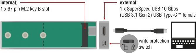 Produktbild Delock M.2 SATA zu USB.3.1 Gehäuse (M.2, M.2 2260)