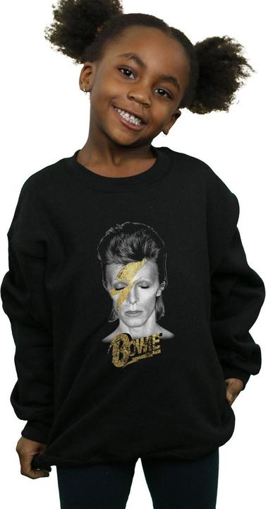Actual product image David Bowie Girls Aladdin Sane Gold Bolt Sweatshirt (152, 158)