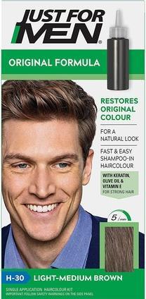 Actual product image Just For Men Shampoo In Hair Colour H-30 Light Medium Brown 66ml (66 ml, Liquid shampoo)