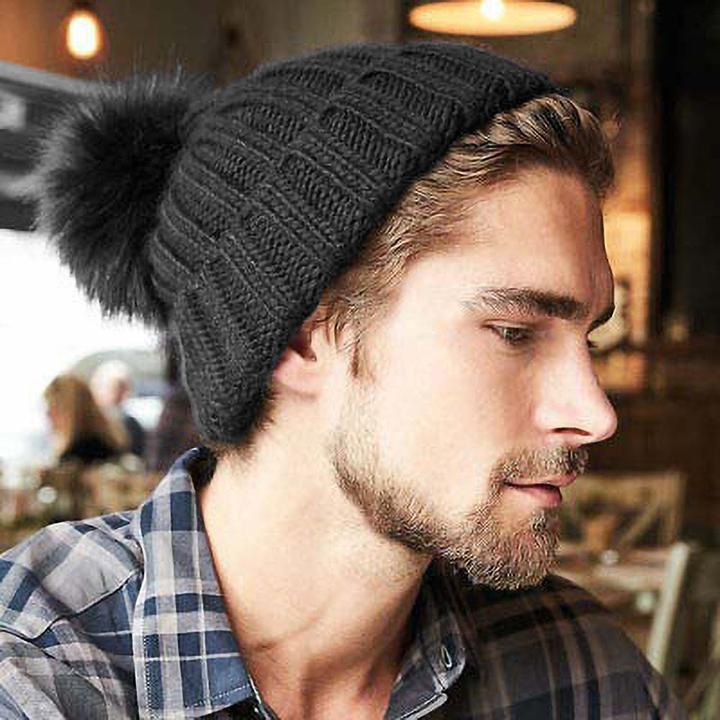 Produktbild Beechfield Strickmütze Verbier Erwachsene Mit Kunstpelzbommel (One Size)