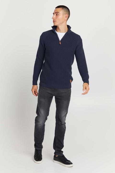 Actual product image Solid Xenox Men's Jumper Chunky Knit Pullover Troyer Made Of 100% Cotton (XXL)