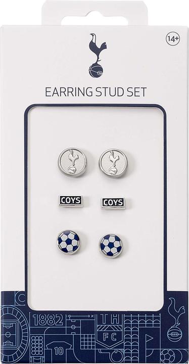 Actual product image Tottenham Hotspur FC Coys Silver Painted Stud Earrings Set (Pack of 3) (100% synthetic material)