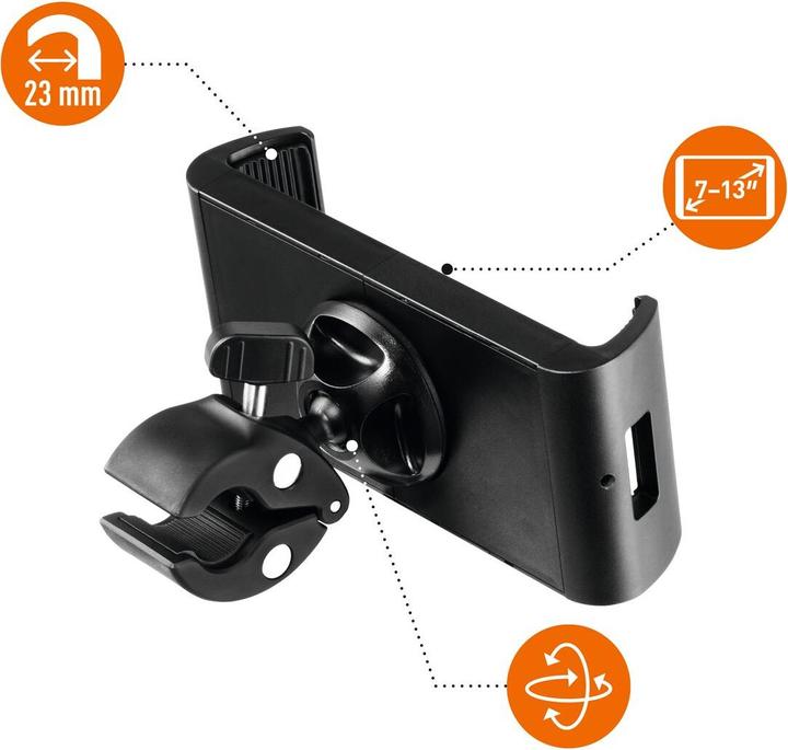 Actual product image Durable TOUGH CLAMP tablet holder 7-13"/-23mm/black