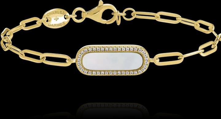 Produktbild Charles Garnier Armband aus vergoldetem Silber, Perlmutt, Zirkonoxid (20 cm, Silber, Vergoldet)