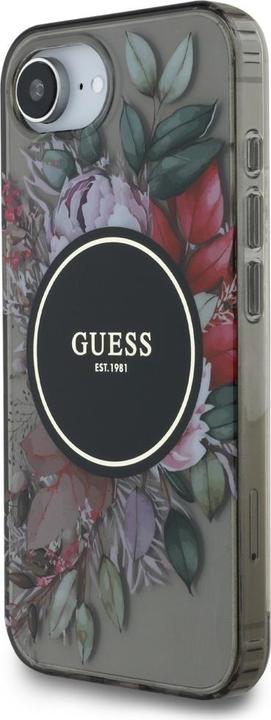 Actual product image Guess Case IML Flowers MagSafe for iPhone 16e black (Apple iPhone 16e)
