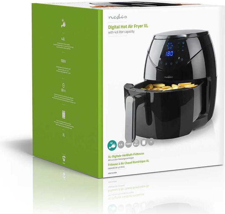 Produktbild Nedis Hot Air Fryer 4.6 l Timer: 60 min Digital Black (EU-Stecker)