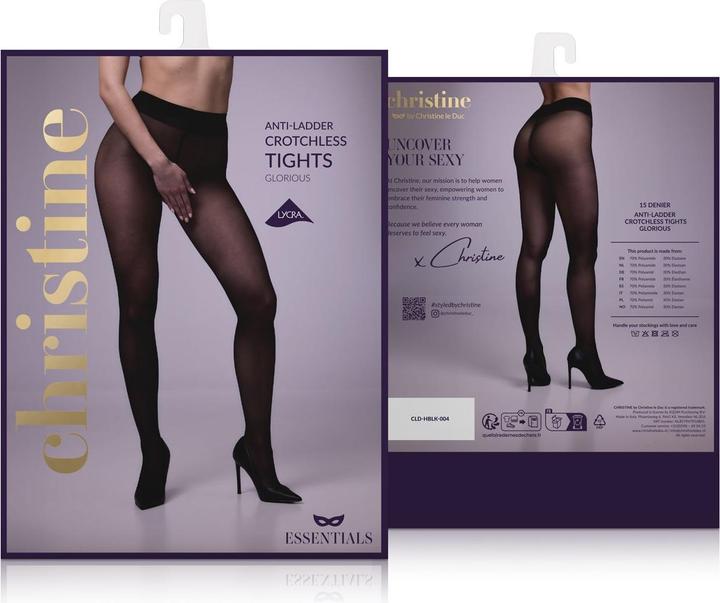 Image du produit Christine Le Duc Collants ouverts à l’entrejambe - Anti-accrocs Glorious - noir (L, XL)