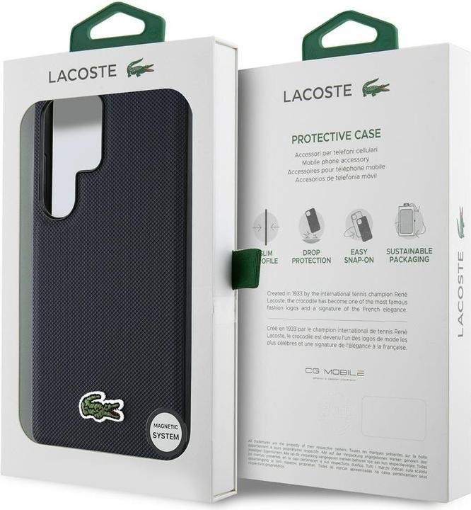Actual product image Lacoste Case Iconic Petit Pique Woven Logo MagSafe to Samsung Galaxy S25 Ultra navy (Samsung Galaxy S25 Ultra)