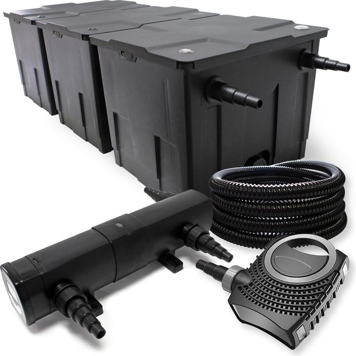 Produktbild Wiltec Filter Set Bio Teichfilter 90000l 24W UVC Klärer SuperEco Pumpe 25m Schlauch 117