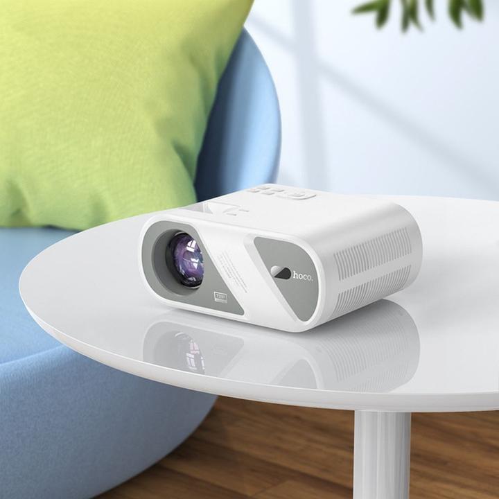 Actual product image Hoco Headphone with microphone projector Wi-Fi Bluetooth 720P DT1 white (HD ready, 140 lm)