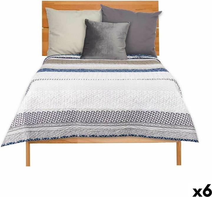 Immagine prodotto Gift Wendbare Tagesdecke 240 x 260 cm sechseckig Blau Weiss Grau (6 Stück) (240 x 260 cm)