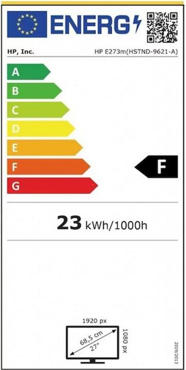 Label énergétique HP EliteDisplay E273m - 27 pouces 1920 x 1080 Full HD AG, IPS, USB-C (1920 x 1080 pixels, 27")