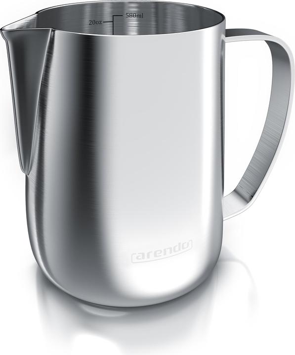 Arendo Pot à lait 600 ml avec échelle de mesure, pot à lait en acier inoxydable, mousseur à lait, pichet à (0.60 l)