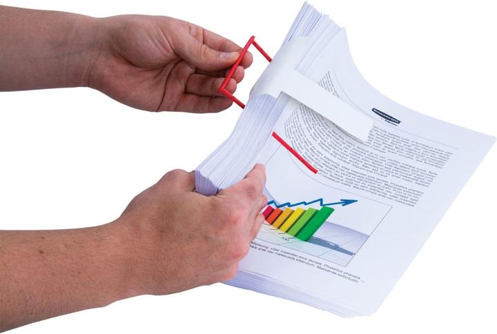 Actual product image Fellowes BANKERS BOX BBD filing clip, red two-part, made of plastic-coated flexible metal