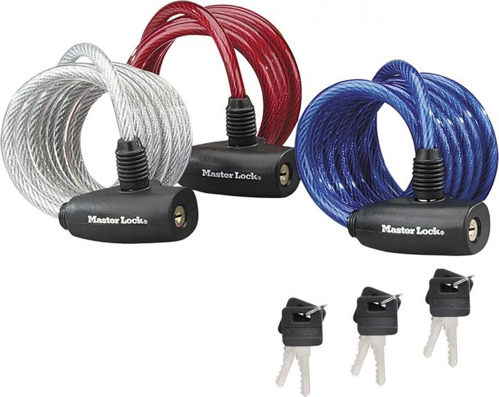 Master Lock Spiral cable lock set 3-piece (180 cm)