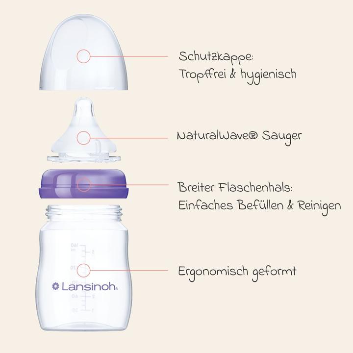Produktbild Lansinoh Babyflaschen 9-tlg. PP-Flaschen-Set mit NaturalWave® Trinksauger