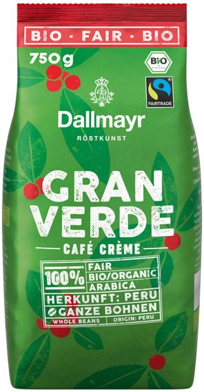 Dallmayr Gran Verde Bio-Kaffeebohnen 750,0 g (750 g, Mittlere Röstung)