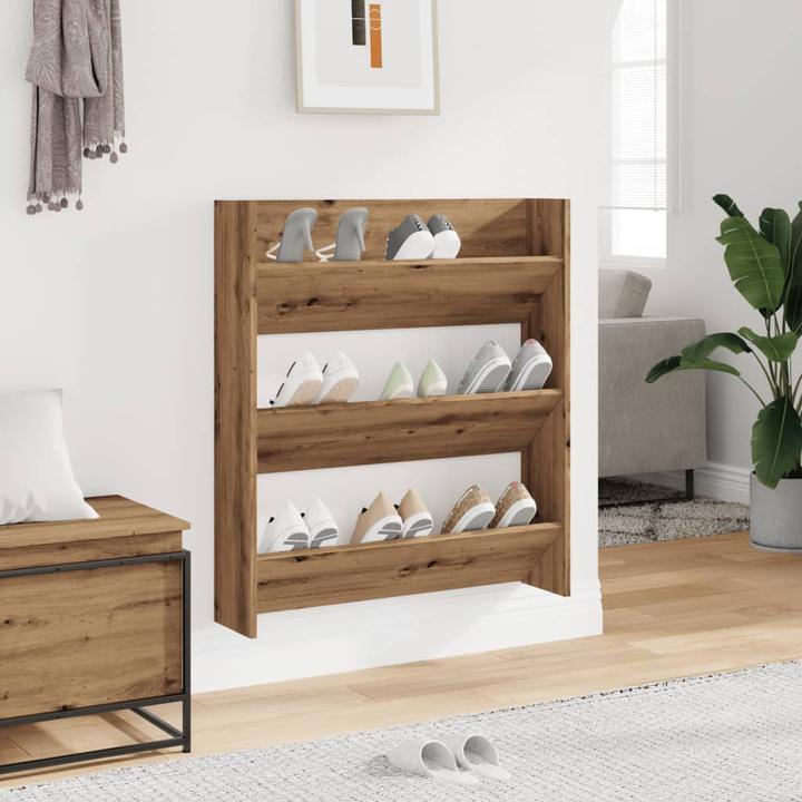 Produktbild VidaXL Wand-Schuhregal Artisan-Eiche 80x18x90 cm Holzwerkstoff (80 x 18 x 90 cm)