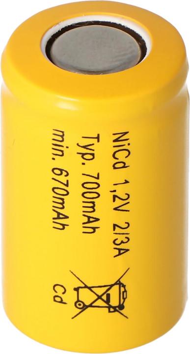Actual product image Panasonic Battery KR-600AE 2/3 A Cadnica, Flat Top without solder tag (1 pcs., 700 mAh, Chargers without battery)