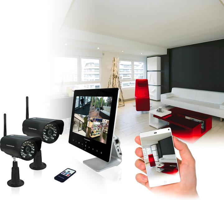 Image du produit Thomson 512330 Ensemble de caméras de surveillance sans fil avec 2 caméras 1280 x 720 pixels 2,4 GHz (1280 x 720 pixels)