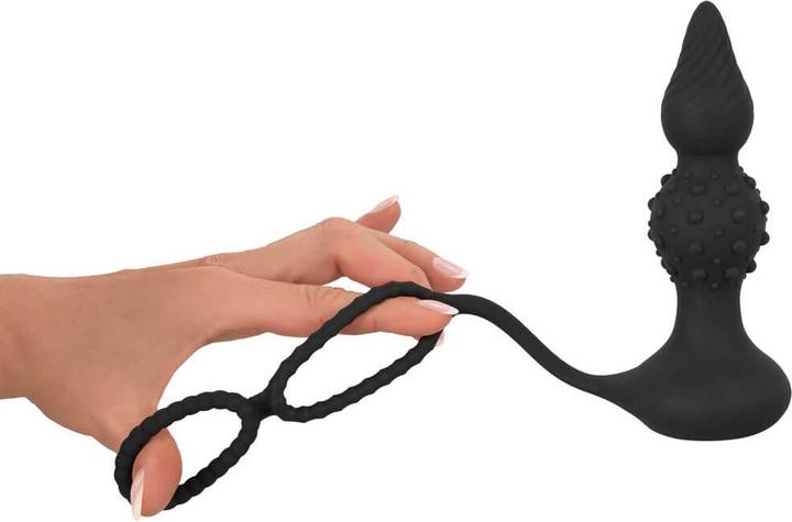 Actual product image Rebel RC Butt Plug with Cock & Ball Rings