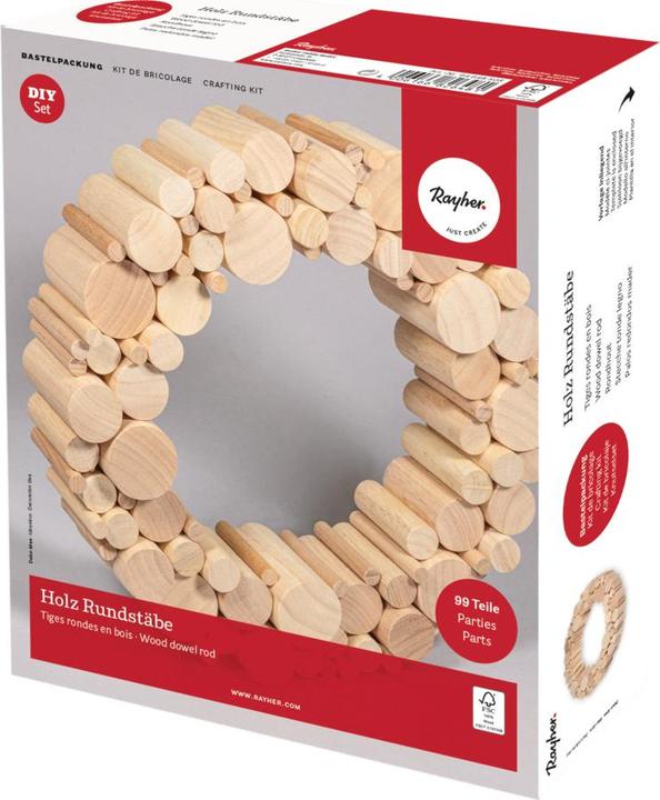 Produktbild Rayher Bastelpackung Holz "Rundstäbe", 99-tlg.