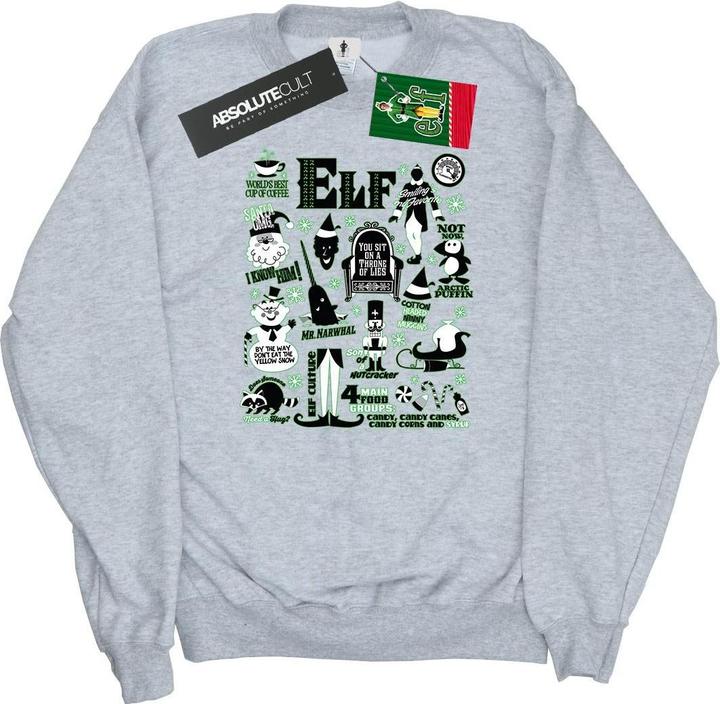 Actual product image Elf Womens/Ladies Infographic Poster Sweatshirt (L)