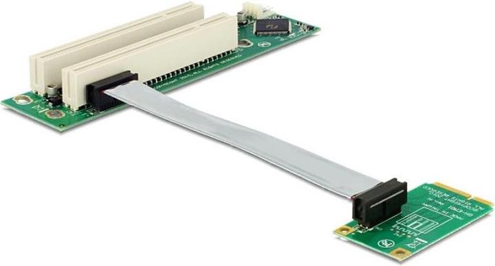 Actual product image Delock Riser card Mini PCI Express > 2 x PCI 32 bit with flexible cable left directed
