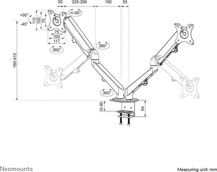 Actual product image Neomounts DS70-700BL2 (Table, 27.01")