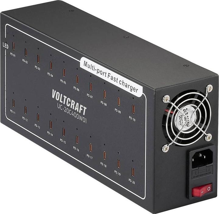 Immagine prodotto Voltcraft UC-20C400W01 USB Ladegerät 400 W 20x USB-C® USB PD Innenbereich USB Po (400 W)