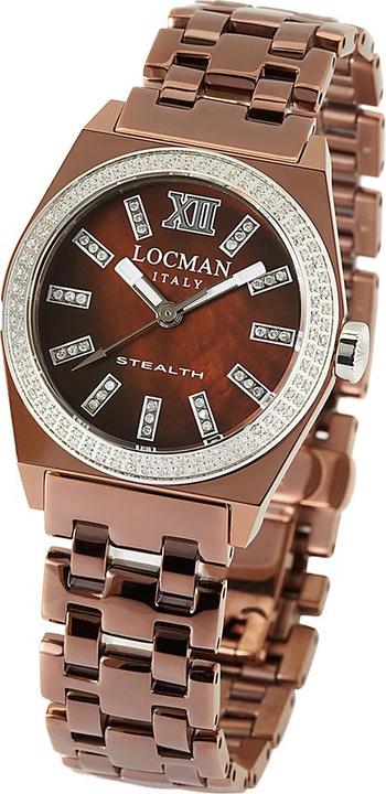 Produktbild Locman Italy Damenuhr Stealth mit Diamanten 1,76 ct. braun Ref.0204PN (Analoguhr, 33 mm)