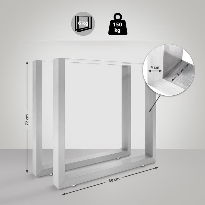 Actual product image CLP 2x Table legs Velden 80 cm stainless steel