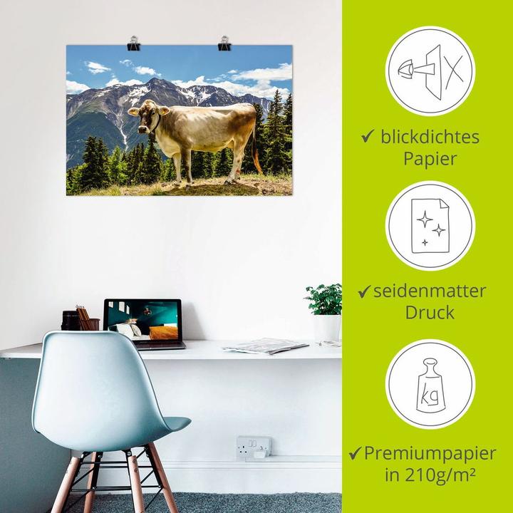 Image du produit Artland Tableau sur toile Vache de montagne dans les Alpes en été T1NN (60 x 40 cm)