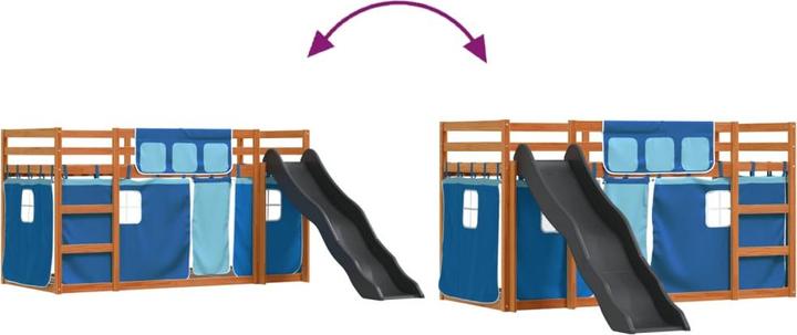 Image du produit VidaXL Lit superposé avec toboggan et rideaux (90 x 200 cm)
