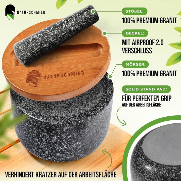 Actual product image Naturschmied Mortar with pestle and lid