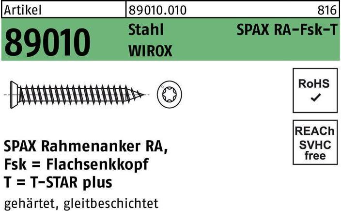 Actual product image Spax Frame anchor with flat countersunk head ®-RA (100 Screws per piece)