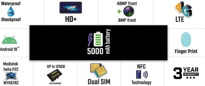 Image du produit Energizer H620S 4G NOIR IP69 (64 Go, Multicolore, Juoda, Netaikoma, 6.20", Double SIM hybride, 0.00 Mpx, 4G)