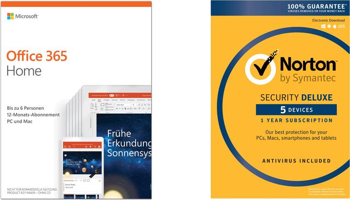 Produktbild Microsoft Office 365 Home inkl. Norton Security Deluxe 5 Lizenzen