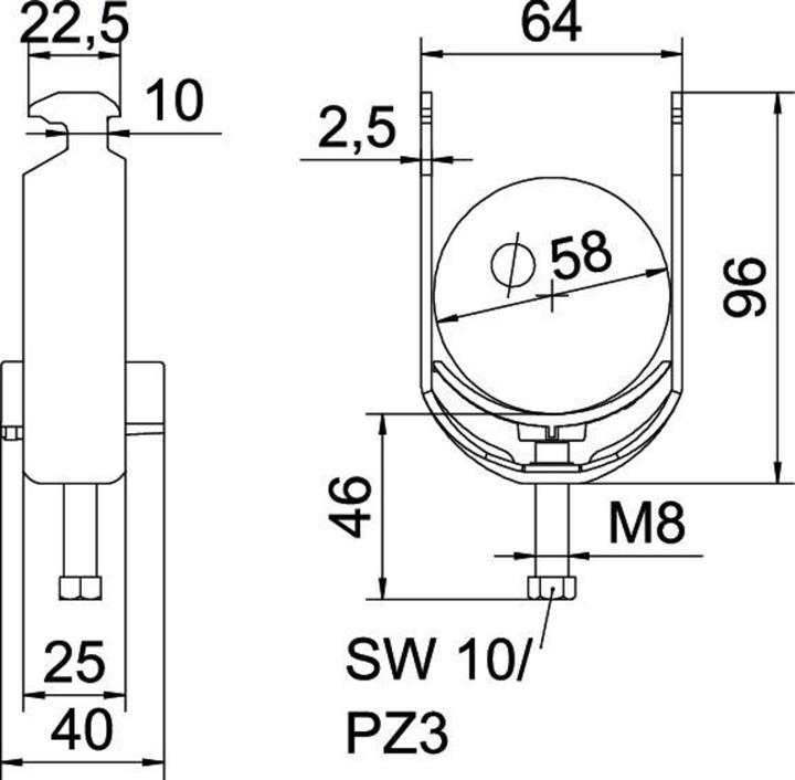 Produktbild OBO Bettermann BS-H1-K-58 FT Bügelschelle 2056 52-58mm tauchfeuerverzinkt 1186256