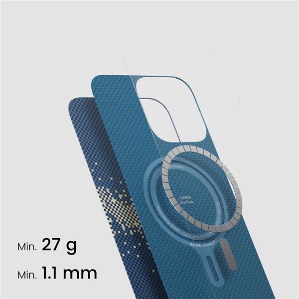 Actual product image Pitaka MagSafe back cover, glows in the dark, made of genuine aramid Over the horizon Luminous (Apple iPhone 16 Pro Max)