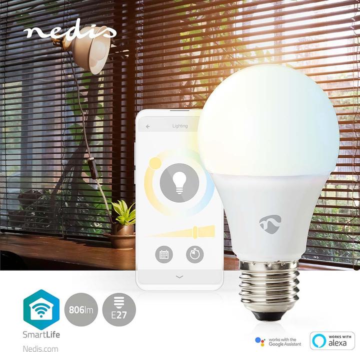 Image du produit Nedis WIFILRW10E27 SmartLife LED Bulb WLAN E27 806 lm 9 W warm to cool white 2700 - 6500 K Classe énergie (E27, 9 W, 806 lm, 1 x, F)