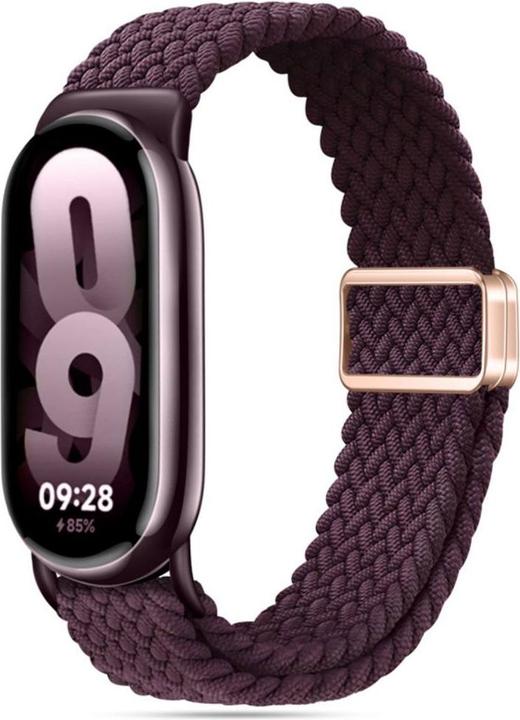 Techsuit - Watchband (W032) - Xiaomi Mi Band 8 / 8 NFC / 9 / 9 NFC - Dark Cherry (Edelstahl, Nylon, Textil, Elastik)