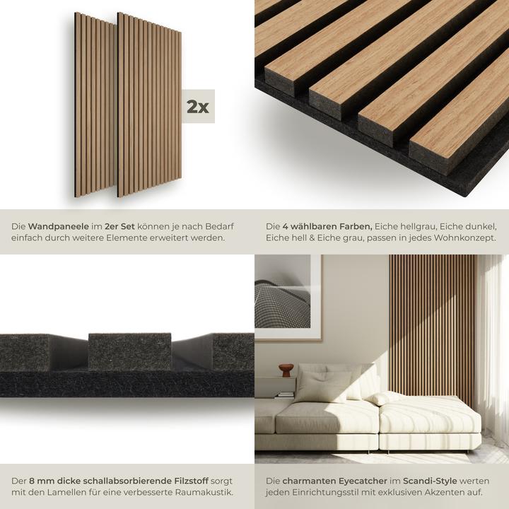 Actual product image tectake Set of 2 acoustic panels Sonic Wall wood look (2 pcs.)